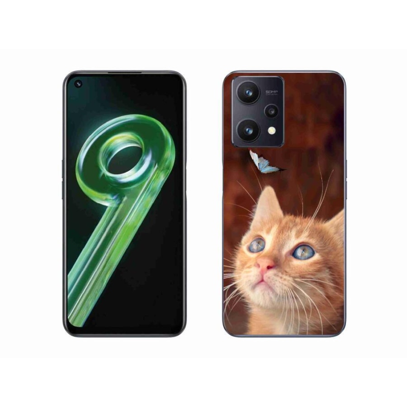 Gél borító mmCase a Realme 9 5G készülékhez - pillangó és cica