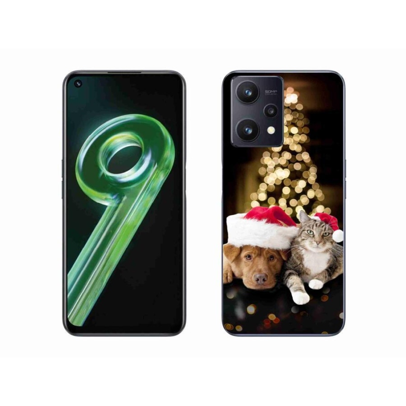 Gél borítás mmCase a Realme 9 5G-hez - Karácsonyi kutya és macska
