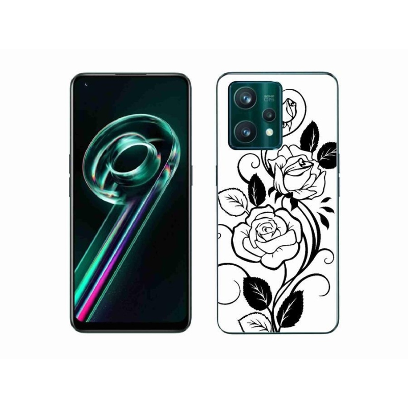 Gél borítás mmCase a Realme 9 Pro+ 5G készülékhez - fekete és fehér rózsa