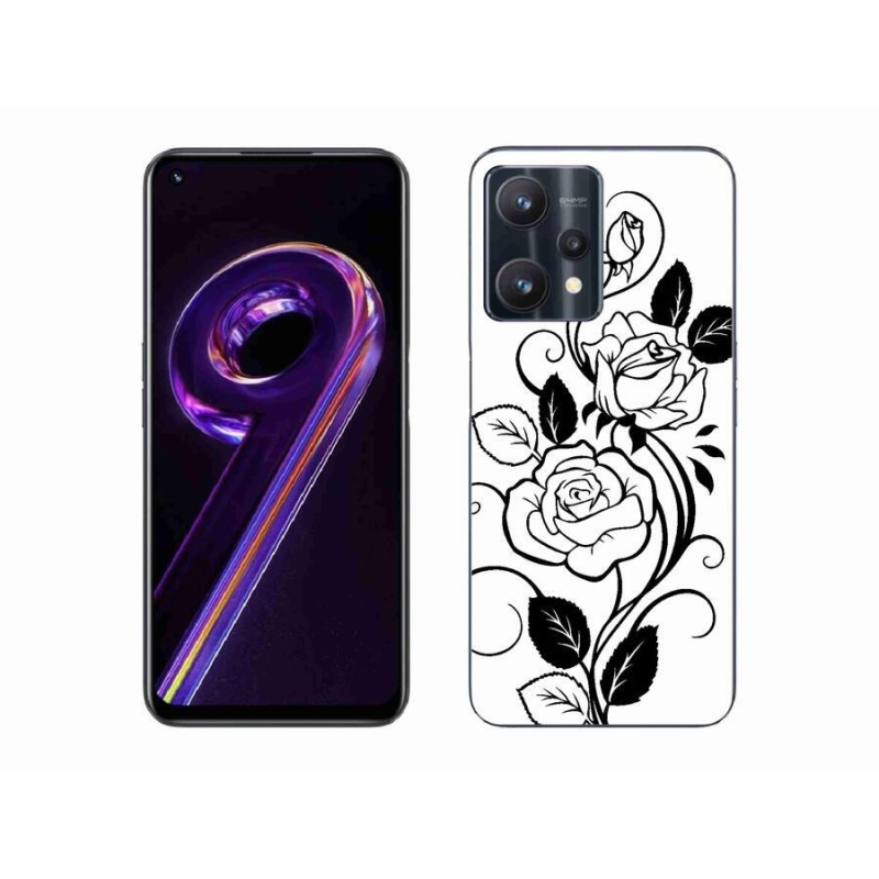Gél borítás mmCase a Realme 9 Pro 5G készülékhez - fekete és fehér rózsa