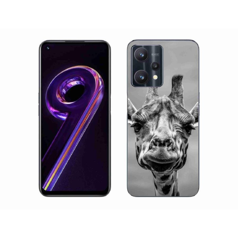 Gél borítás mmCase a Realme 9 Pro 5G készülékhez - fekete-fehér zsiráf