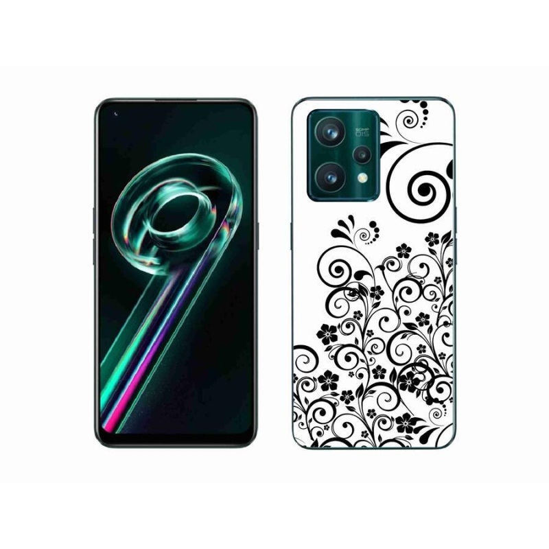 Gél borítás mmCase a Realme 9 Pro+ 5G készülékhez - fekete és fehér virágminták