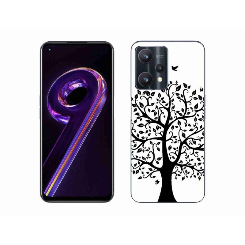 Gél borítás mmCase a Realme 9 Pro 5G számára - fekete-fehér fa