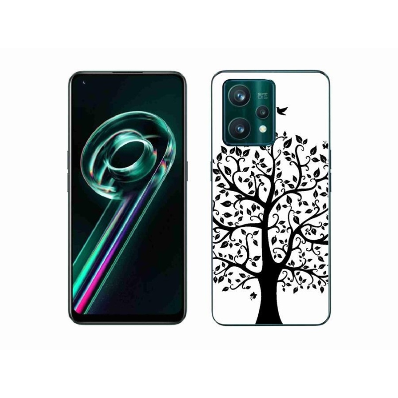 Gél borítás mmCase a Realme 9 Pro+ 5G számára - fekete és fehér fa
