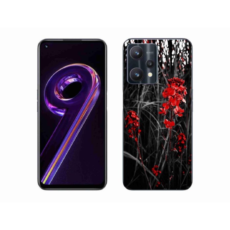 Gél borítás mmCase a Realme 9 Pro 5G számára - piros növény
