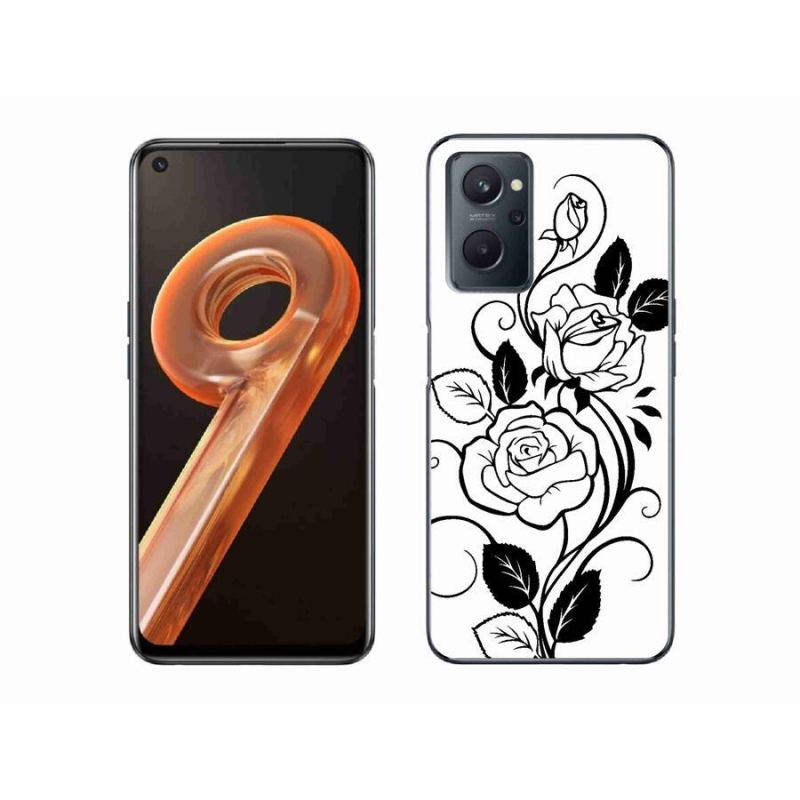 Gél borítás mmCase a Realme 9i készülékhez - fekete és fehér rózsa