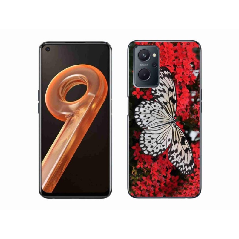 Zselés borító mmCase mobilhoz Realme 9i - fekete-fehér pillangó 1