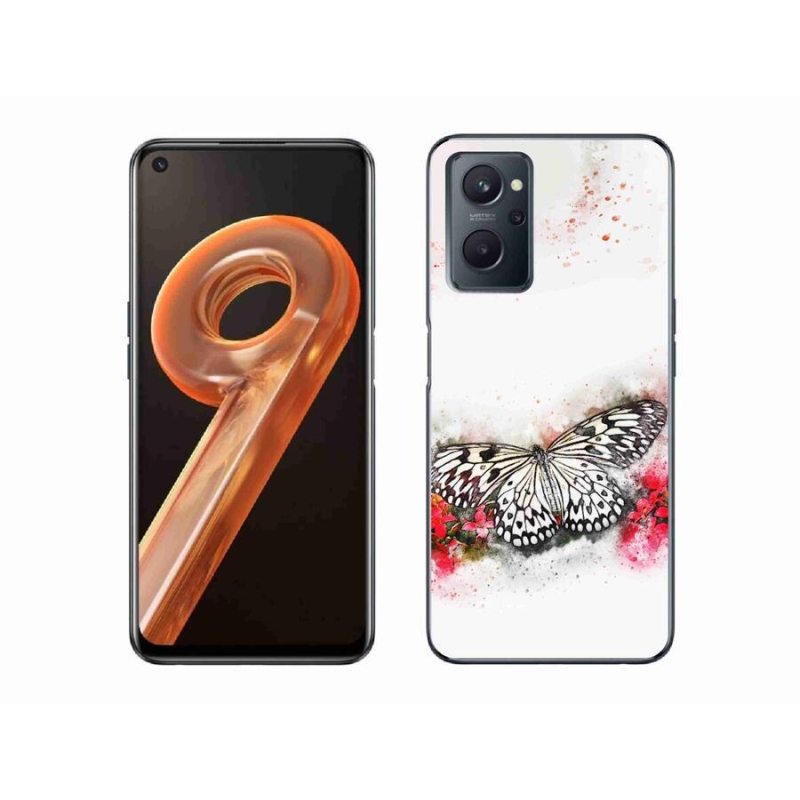 Zselés borítás mmCase a Realme 9i készülékhez - fekete-fehér pillangó