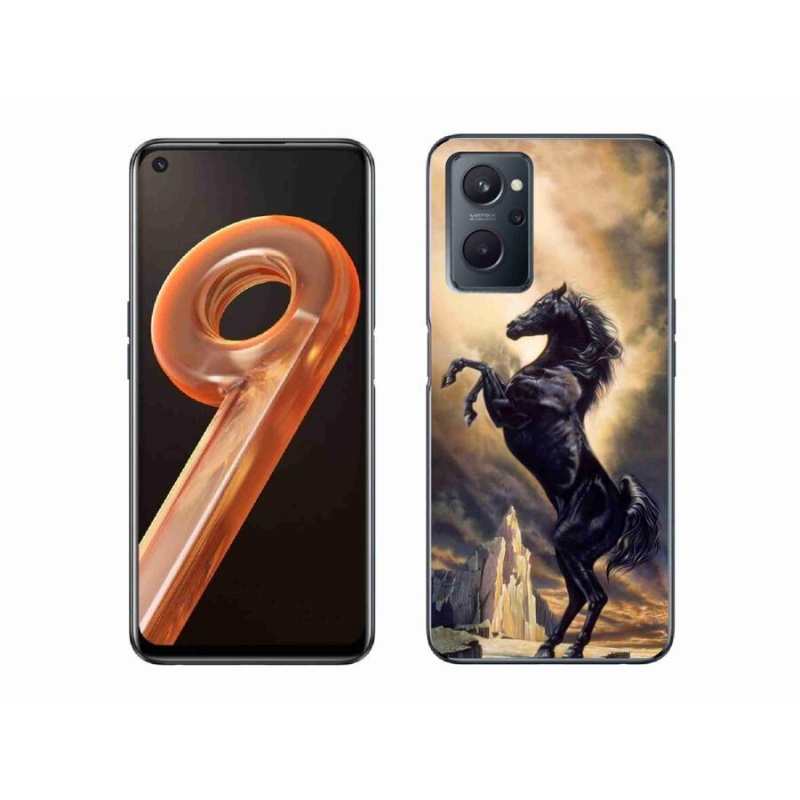 Zselés borítás mmCase a Realme 9i készülékhez - fekete rajzfilm ló