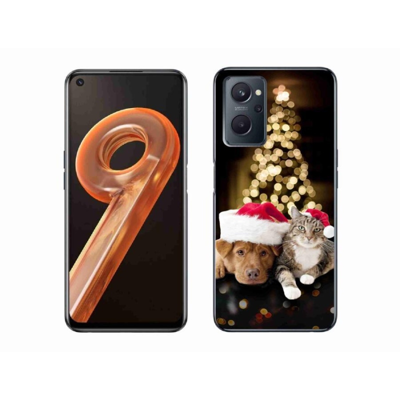 Gél borító mmCase mobilhoz Realme 9i - Karácsonyi kutya és macska