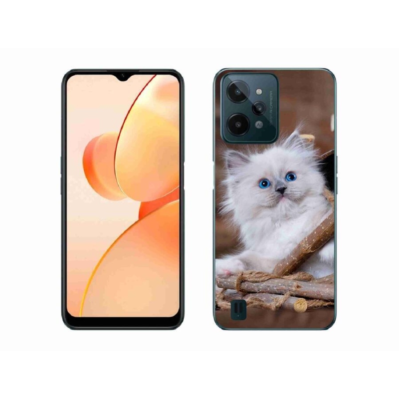 Gél borító mmCase mobilhoz Realme C31 - fehér cica