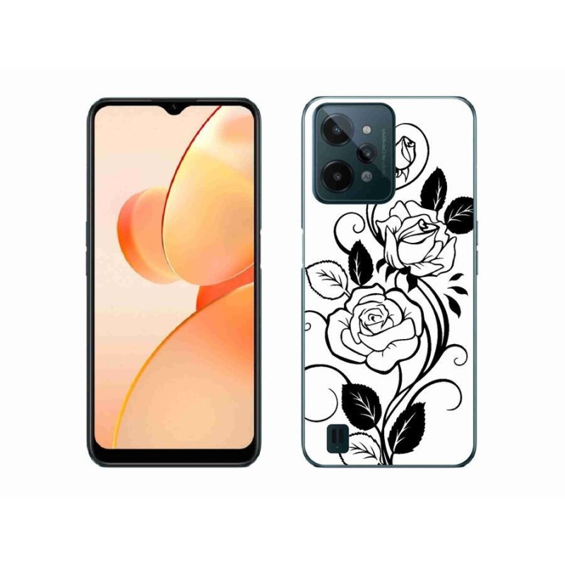 Zselés borító mmCase mobilhoz Realme C31 - fekete és fehér rózsa