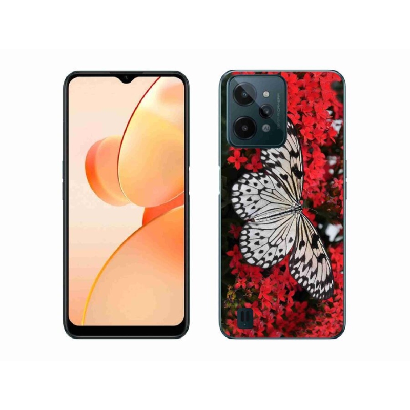 Zselés borító mmCase mobilhoz Realme C31 - fekete-fehér pillangó 1