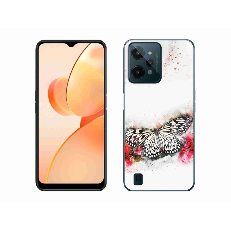 Zselés borító mmCase mobilhoz Realme C31 - fekete-fehér pillangó