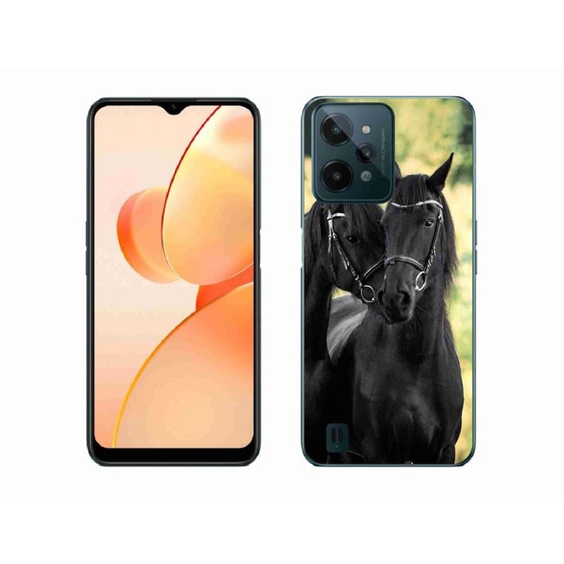 Gél borító mmCase mobilhoz Realme C31 - két fekete ló