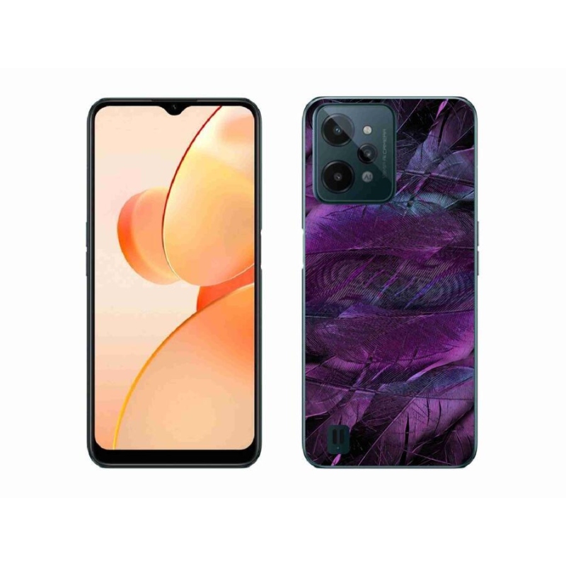 Zselés borító mmCase mobilhoz Realme C31 - lila tollak