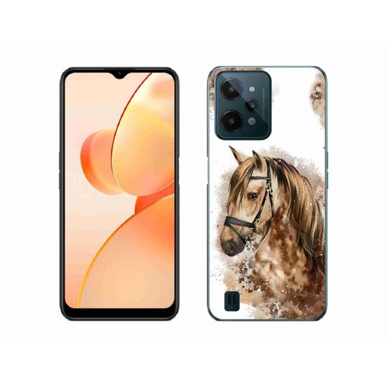 Zselés borító mmCase mobilhoz Realme C31 - barna rajzfilm ló