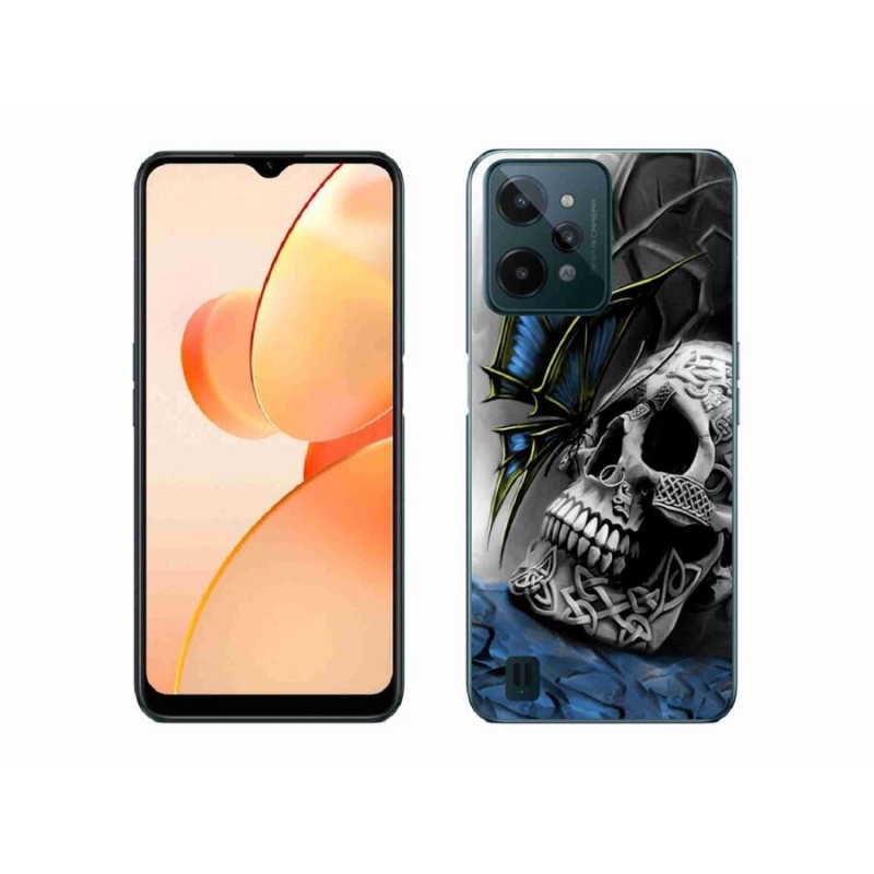 Zselés borító mmCase mobilhoz Realme C31 - pillangó és koponya