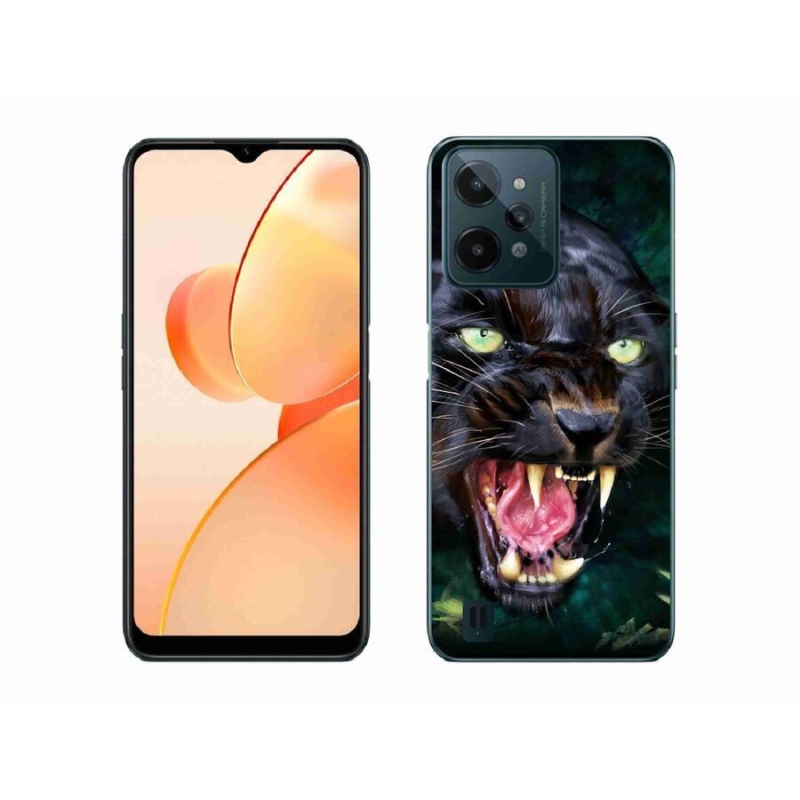 Gél borító mmCase mobilhoz Realme C31 - dühös fekete párduc