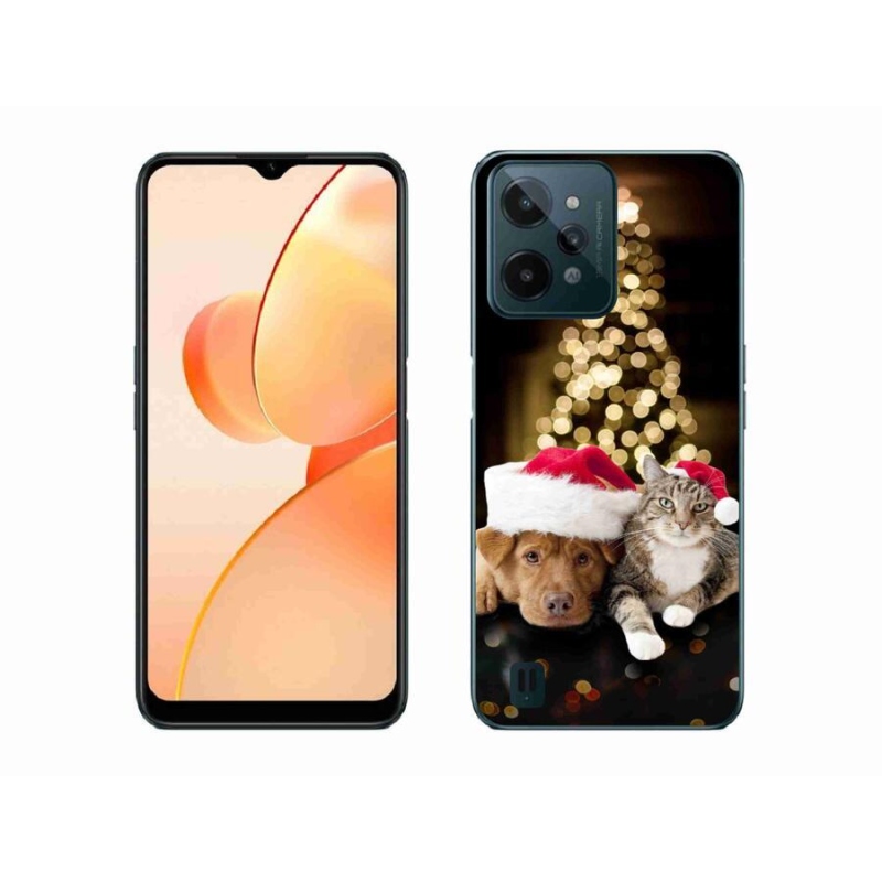 Gél borító mmCase mobilhoz Realme C31 - Karácsonyi kutya és macska