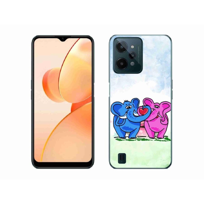 Gél borító mmCase mobilhoz Realme C31 - szerelmes elefántok