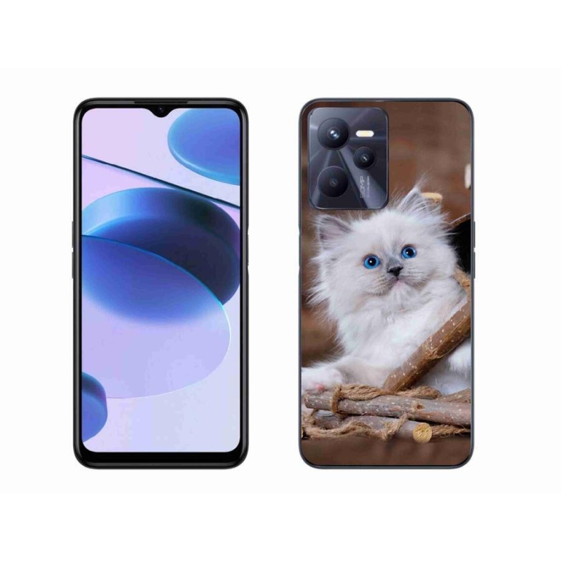 Gél borítás mmCase a Realme C35 készülékhez - fehér cica