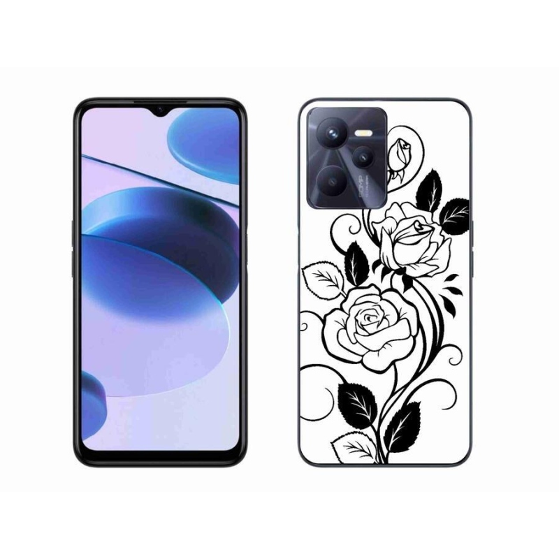 Zselés borítás mmCase a Realme C35 készülékhez - fekete és fehér rózsa