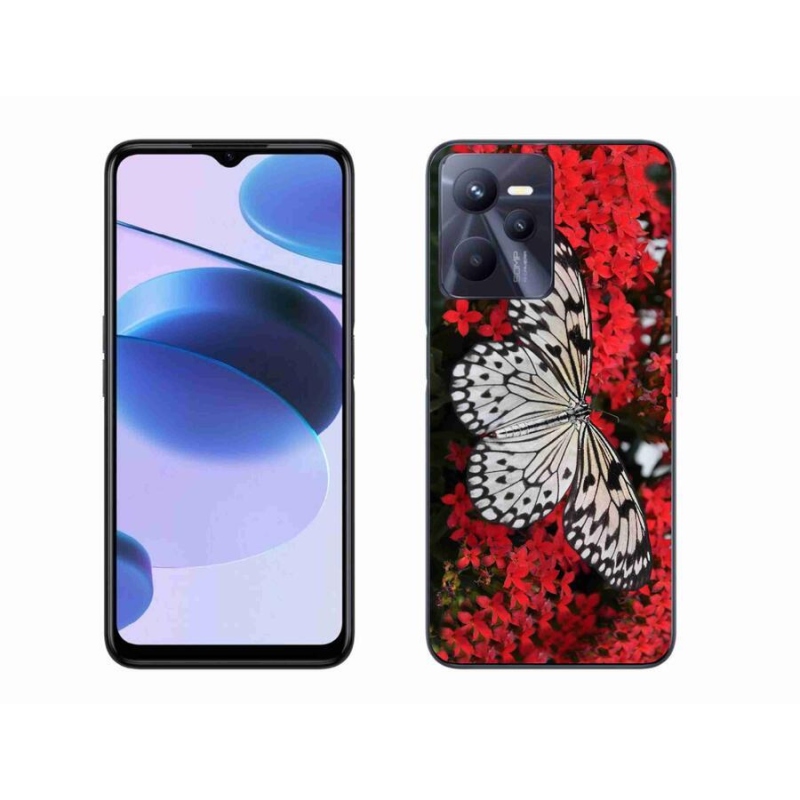 Zselés borító mmCase mobilhoz Realme C35 - fekete-fehér pillangó 1