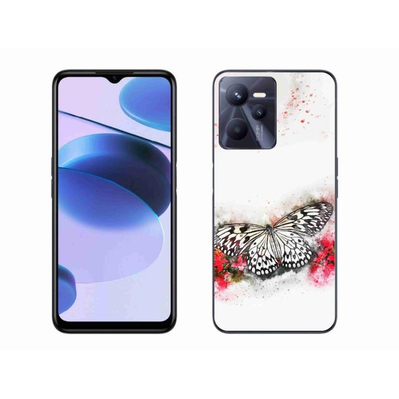 Zselés borító mmCase mobilhoz Realme C35 - fekete-fehér pillangó