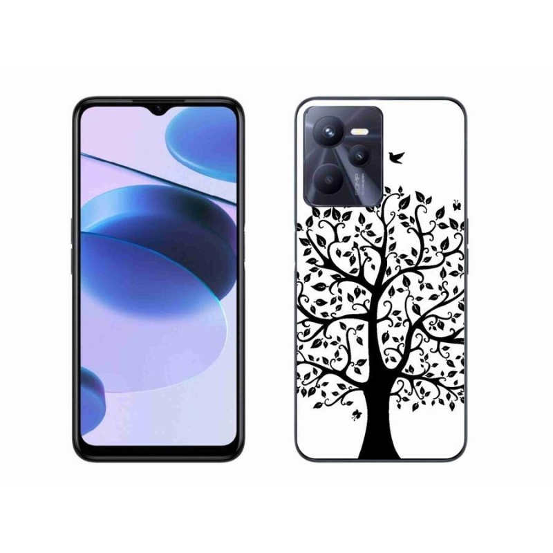 Gél borítás mmCase a Realme C35 készülékhez - fekete-fehér fa