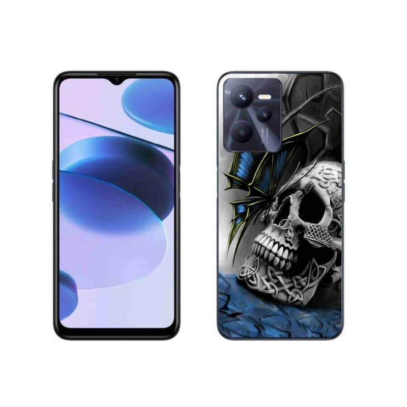 Zselés borító mmCase mobilhoz Realme C35 - pillangó és koponya