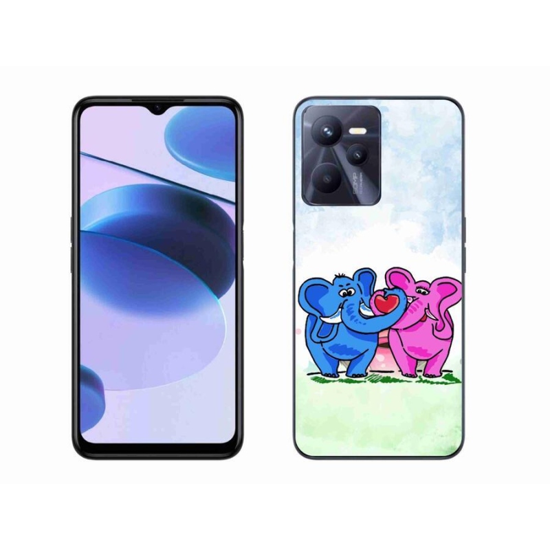Gél borító mmCase mobilhoz Realme C35 - szerelmes elefántok