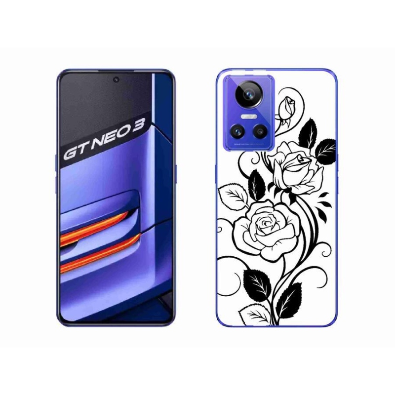 Gél borítás mmCase a Realme GT Neo 3 készülékhez - fekete és fehér rózsa