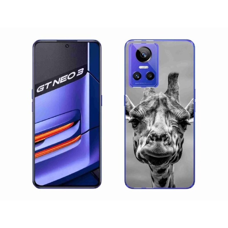 Zselés borítás mmCase a Realme GT Neo 3 készülékhez - fekete-fehér zsiráf