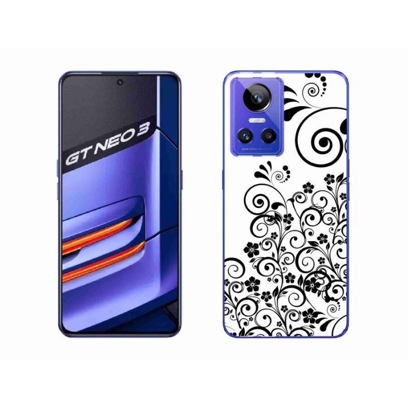 Gél borítás mmCase a Realme GT Neo 3 készülékhez - fekete és fehér virágminták