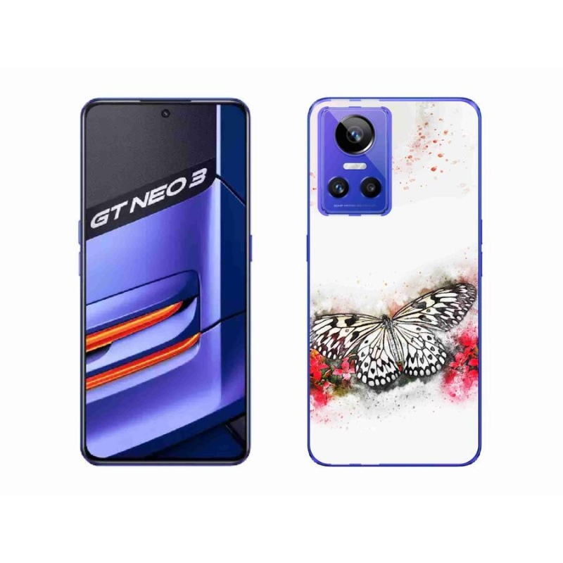 Gél borítás mmCase a Realme GT Neo 3 készülékhez - fekete-fehér pillangó