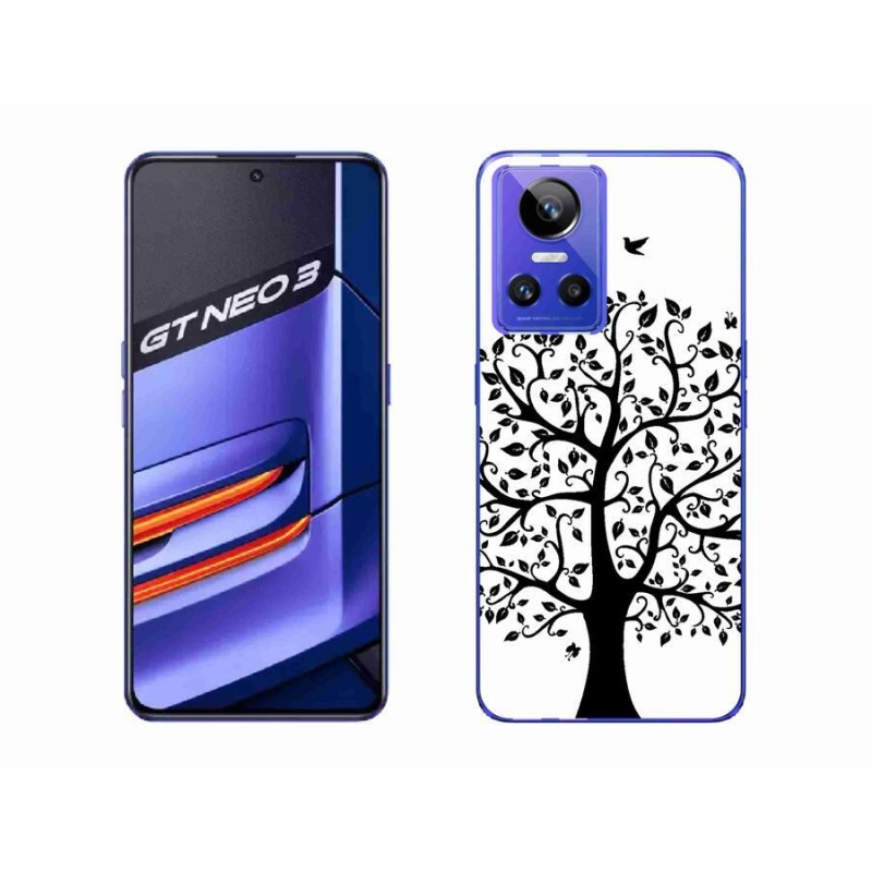 Gél borítás mmCase a Realme GT Neo 3 számára - fekete és fehér fa