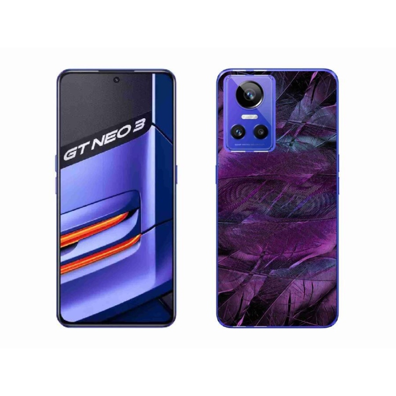 Gél borítás mmCase a Realme GT Neo 3 készülékhez - lila tollak
