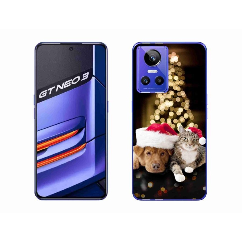 Gél borítás mmCase a Realme GT Neo 3 készülékhez - Karácsonyi kutya és macska