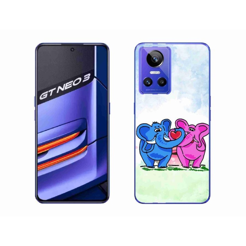 Gél borítás mmCase mobilhoz Realme GT Neo 3 - szerelmes elefántok