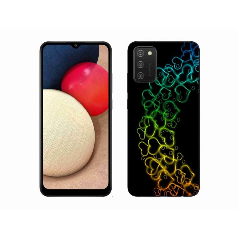 Zselés borítás mmCase mobiltelefonhoz Samsung Galaxy A02s (164.2x75.9x9.1mm) - színes szívek