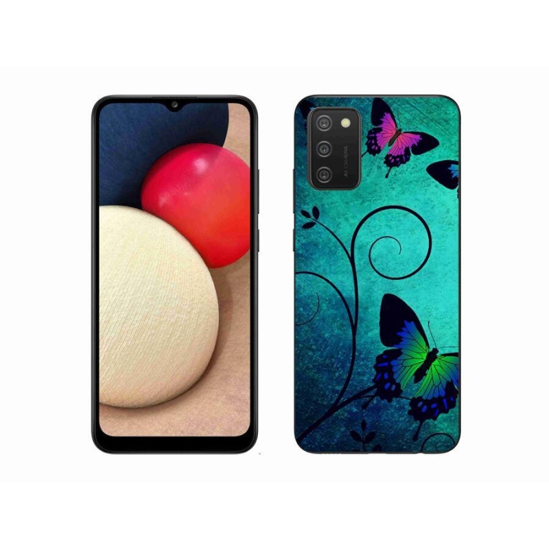 Gél védőhuzat mmCase mobiltelefonhoz Samsung Galaxy A02s (164.2x75.9x9.1mm) - színes pillangók