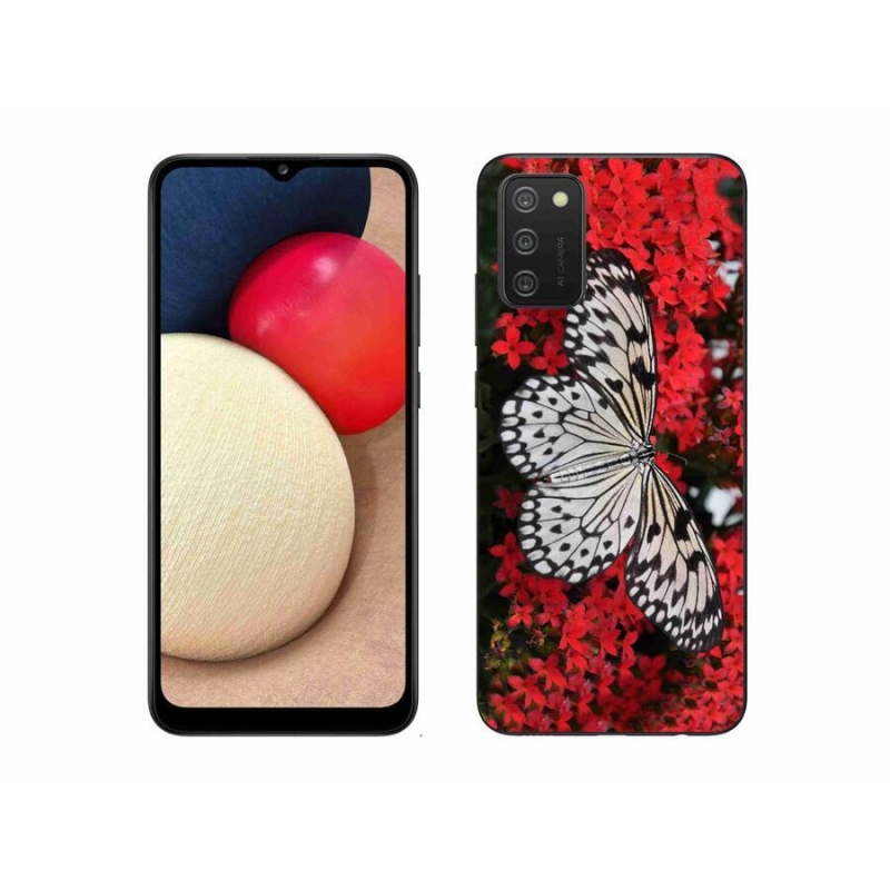 Zselés borítás mmCase Samsung Galaxy A02s (164.2x75.9x9.1mm) - fekete-fehér pillangó 1