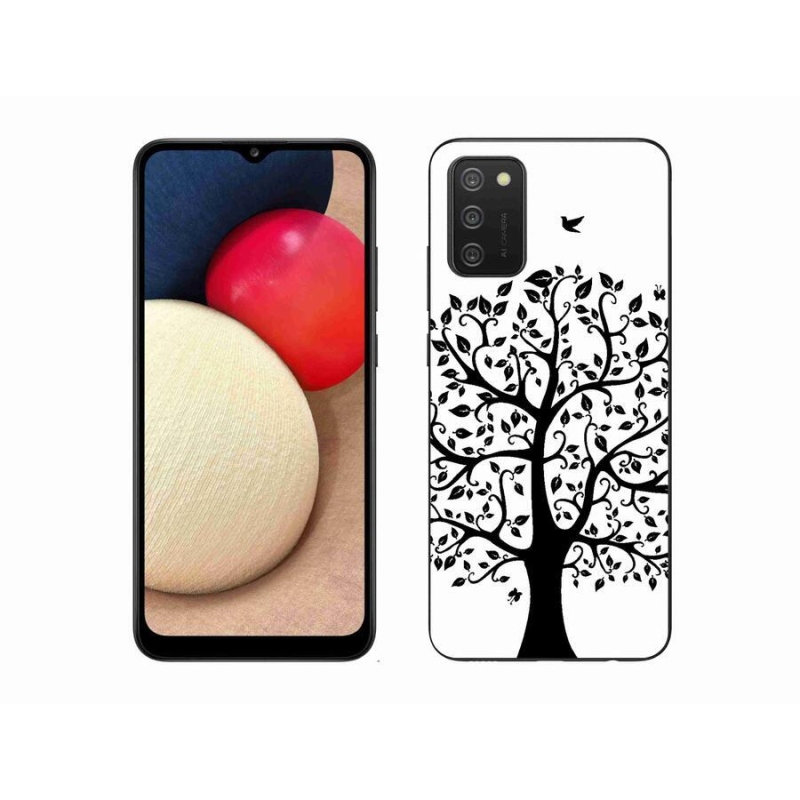 Zselés borítás mmCase Samsung Galaxy A02s (164.2x75.9x9.1mm) - fekete-fehér fa