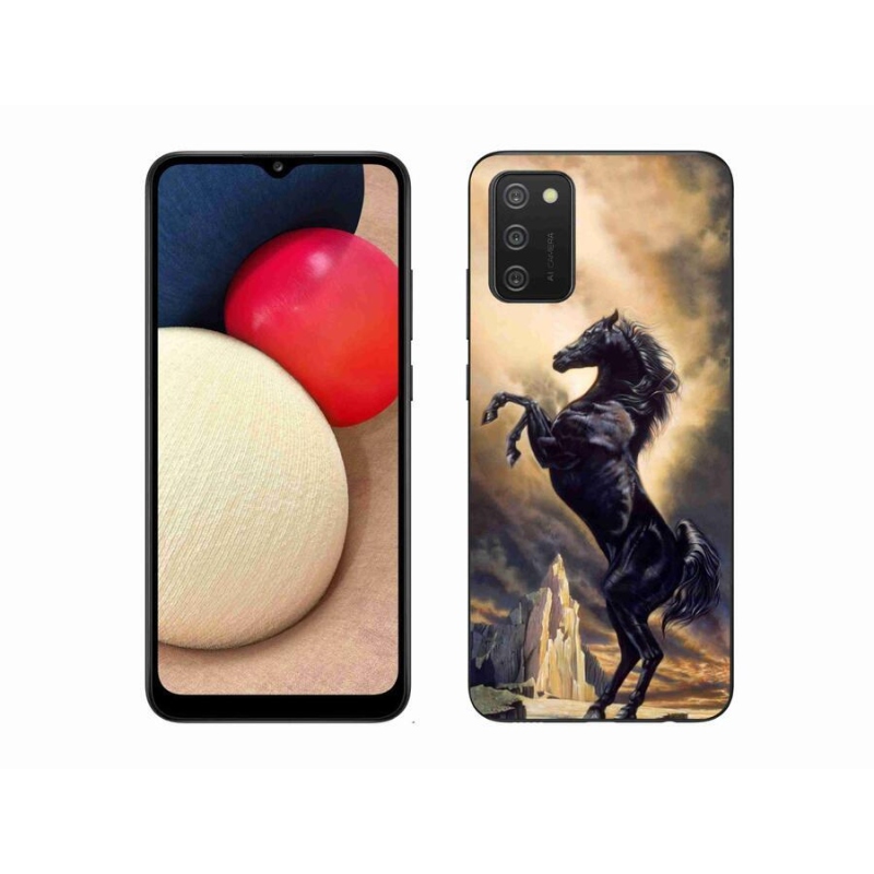 Zselés borító mmCase Samsung Galaxy A02s (164.2x75.9x9.1mm) - fekete rajzfilm ló