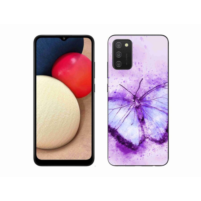 Zselés borítás mmCase mobiltelefonhoz Samsung Galaxy A02s (164.2x75.9x9.1mm) - lila pillangó