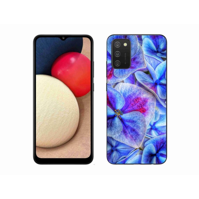 Gél védőhuzat mmCase mobiltelefonhoz Samsung Galaxy A02s (164.2x75.9x9.1mm) - kék virágok 1
