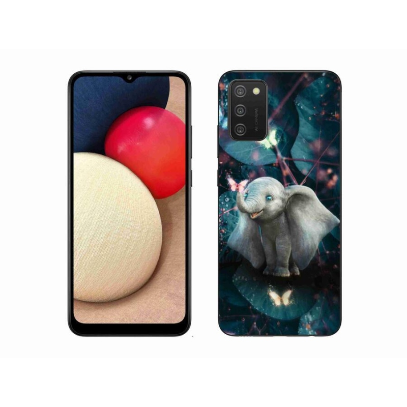 Zselés borítás mmCase Samsung Galaxy A02s (164.2x75.9x9.1mm) - aranyos elefánt