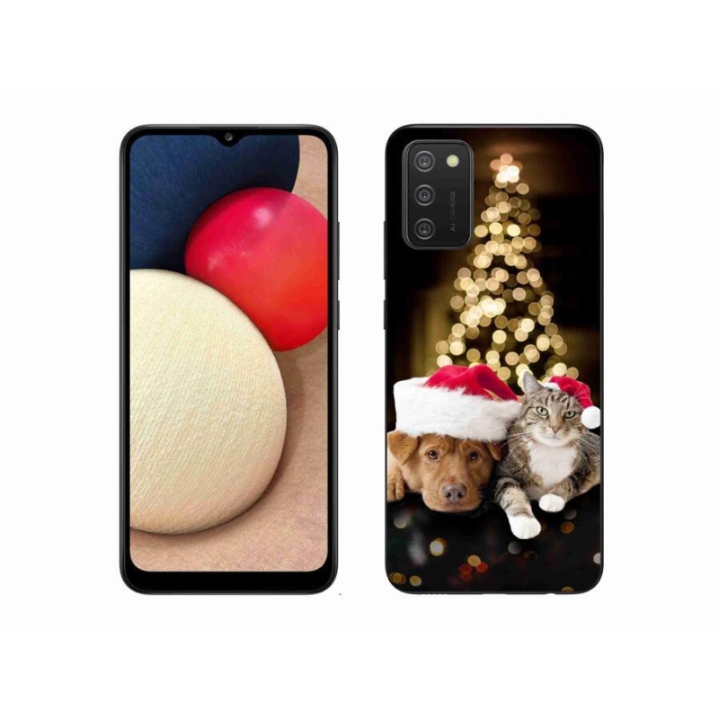 Gél borítás mmCase Samsung Galaxy A02s (164.2x75.9x9.1mm) - Karácsonyi kutya és macska