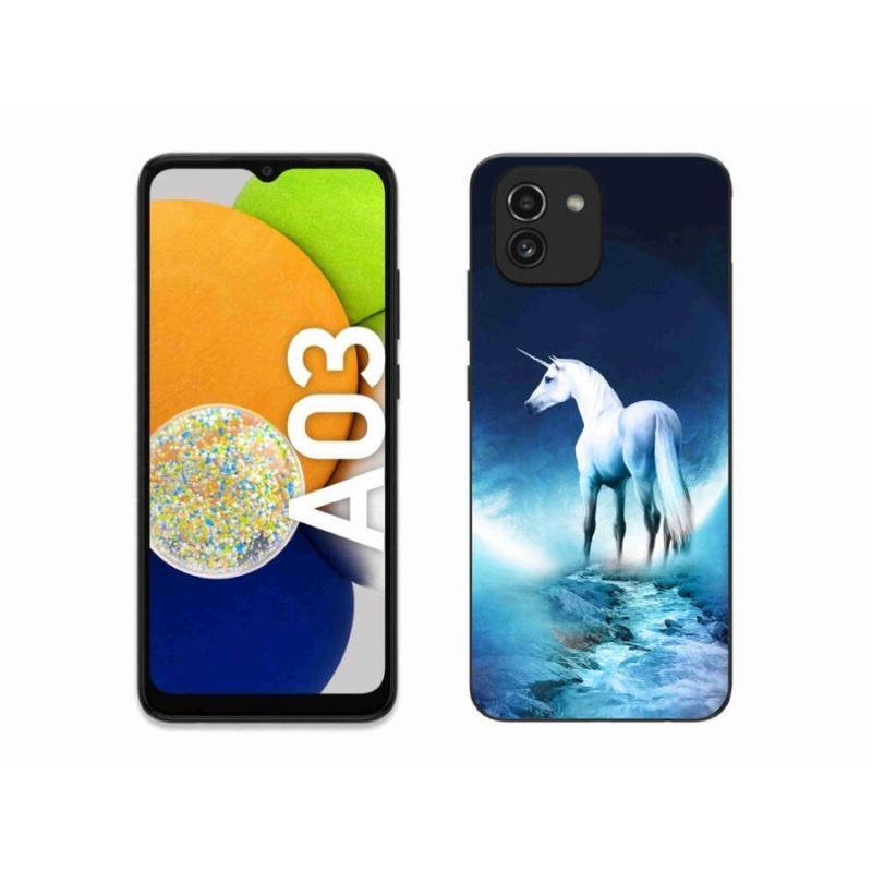 Zselés borítás mmCase Samsung Galaxy A03 - fehér egyszarvúhoz